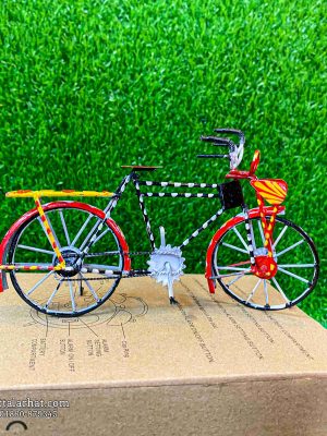 Miniature Handcrafted Cycle – Traditional Rickshaw Painted Showpiece