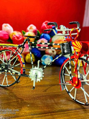 Miniature Handcrafted Cycle – Traditional Rickshaw Painted Showpiece