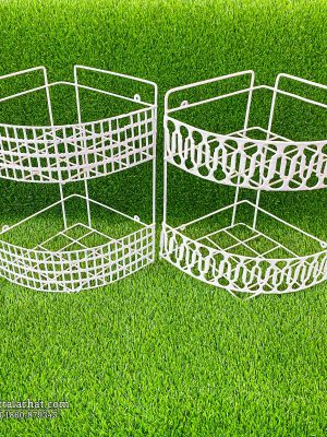 2-Tier Corner Metal Wall Shelf